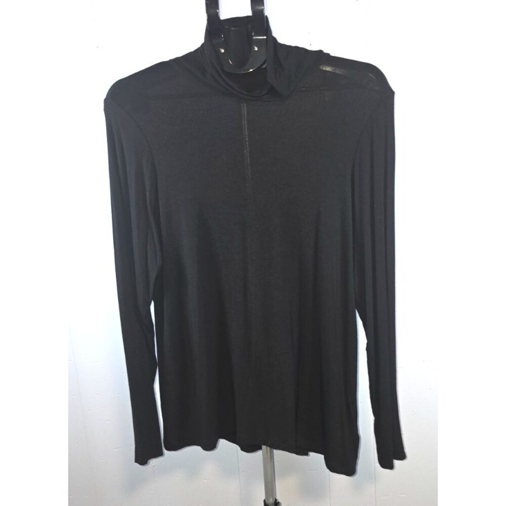 Tahari Black Turtleneck Long Sleeve Modal Spandex Long Sleeve Size XL